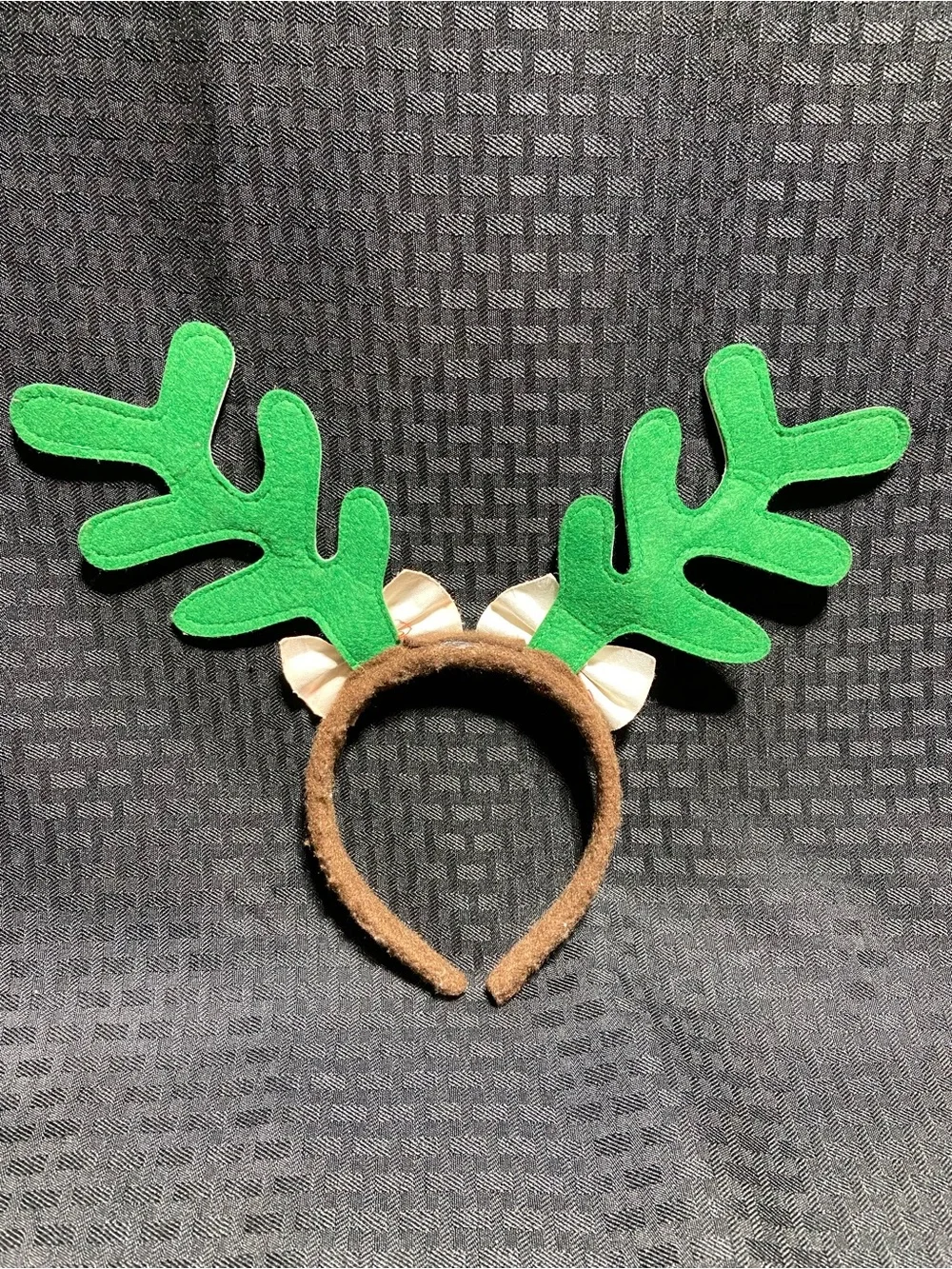 Green Glitter Reindeer Antler Headband with Red Bows & Black LadyBug or BeeBand
